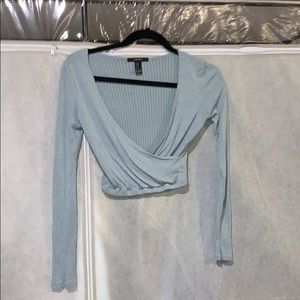 Forever 21 wrap light blue crop top size M